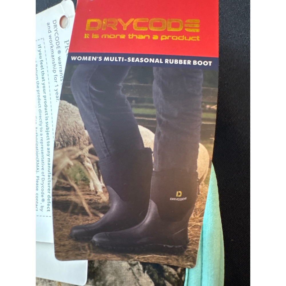 Drycode Womens Rubber Boots Camo Green Mint Cleated Waterproof Insulated Size 7 - Picture 2 of 16